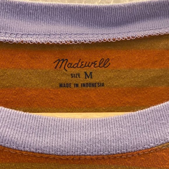 Gently Worn Vintage Orange Striped Madewell Cropped Top - Picture 2 of 3